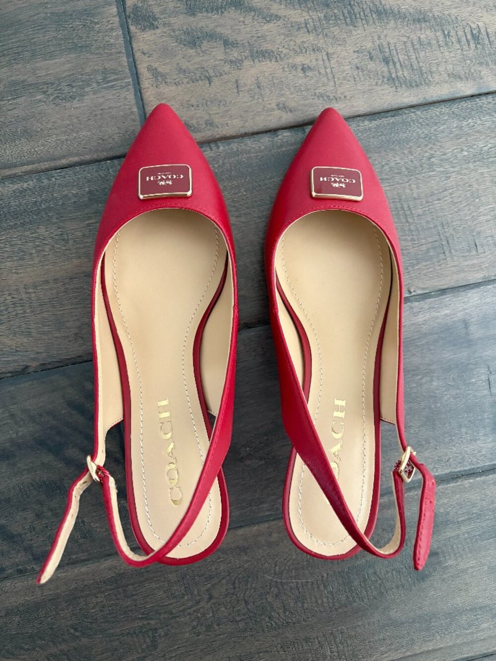 Coach Red Jillian Slingback Heels